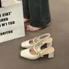 Sandalias de Tacón Grueso Estilo Hada Nuevas de Verano 2025 para Mujer, Zapatos Mary Jane Versátiles con Punta Cerrada y Correa Única de Tacón Alto