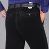 Calça masculina de veludo cotelê Perki kangaroo, grossa de inverno, casual, para meia-idade e idosos, com stretch, cintura alta