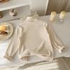 Camiseta Base Infantil 2026 Estilo Inverno Meninos e Meninas Estilo Coreano Cor Sólida Gola Alta Roupa Térmica Roupa Íntima de Lã Grossa Infantil