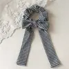 Fita de Tecido com Laço Amarrado de Xadrez Fino Novo Transfronteiriço Elástico para Rabo de Cavalo Elástico Versátil para Cabelo Headwear Feminino