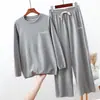 Pantalones de pijama cálidos de otoño e invierno para mujer, pantalones casuales de terciopelo engrosado para el hogar, ropa exterior, deportivos, para mediana edad, de pierna ancha