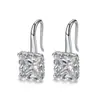 Pendientes de Gancho Cuadrados de Zirconia de Lujo Ligero para Mujer, Pendientes Estilo Francés Hong Kong, Joyería de Pendientes Geométricos de Nicho de Lujo Ligero