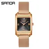 Reloj de Marca Sanda Reloj de Mujer Moda Retro Reloj de Mujer Impermeable Temperamento Cuadrado Personalidad Simple Cuarzo Reloj de Mujer