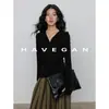 Camiseta Básica de Manga Larga Yujian HAVEGAN/Lana Tencel para Mujer Modelo Nuevo 2026 Cuello Henley Ajuste Ceñido Top Elástico