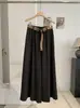 KEKEZOON Estilo Coreano Color Sólido Caída Casual Pantalón Falda Pierna Ancha Mujer Cintura Alta Adelgazante Pantalón Largo con Cinturón Moderno 9115