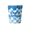 Nuevo Tema de Feliz Cumpleaños Fiesta de Cumpleaños Vajilla Infantil Set Platos de Papel Vasos Servilletas Tenedores Azul Regalo Pastel