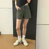 Shorts de Trabalho Marrom Cor de Café para Mulheres Verão Novidades Shorts Jeans Cintura Alta Emagrecedor Perna Reta Perna Larga Casual Hot Pants