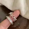 Anel Irregular de Flor Estilo Floresta em Prata Esterlina S925 para Mulheres Personalidade Simples Fresco Criativo Design Oco Anel de Dedo