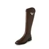 Botas de Cuero Genuino de Suela Gruesa Hasta la Rodilla para Mujer con Cremalleras Laterales para Adelgazar las Piernas, Botas Inclinadas, Botas de Caballero Altas para Mujer, Estilos de Otoño e Invierno