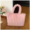 Bolsa Tote Grande Capacidade 2024 Outono e Inverno Nova Estilo Coreano Cor Sólida Moda Bolsa de Mão Estudante Casual para o Dia a Dia Bolsa Peluda