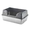 Popular caja de arena semi-cerrada para gatos de acero inoxidable, inodoro para gatos anti-salpicaduras y anti-esparcimiento de arena, fábrica de cajas de arena para gatos estilo abierto