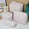 Bolsa de Maquillaje Vertical con Estampado de Leopardo de Poliéster-Algodón Transfronteriza, Neceser Portátil de Gran Capacidad para Viajes, Bolsa Portátil de Almacenamiento de Maquillaje para Salidas