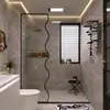 Mampara de baño onda de agua mampara de ducha pintura al óleo sobre cristal inodoro separación húmedo-seco pantalla de baño de olas