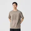 2026 Novo Estilo Camiseta de Algodão Bambu Estampada em Relevo de Manga Curta para Homens Verão 230g Peso Pesado Retro Gola Redonda Manga Meia Manga