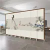 Biombo estilo chino para sala de estar, dormitorio, recibidor, pared plegable móvil, oficina, pintura de paisaje, interior estilo antiguo