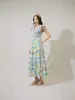 Vestido largo sin mangas con estampado floral de moda de marca independiente para mujer, nuevo estilo de vacaciones en la playa de verano 2025 para mujer