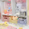 Caja de Almacenamiento Plegable para Escritorio de Dormitorio Estudiantil Cesta de Almacenamiento para Cosméticos Femeninos Papelería Colocación Plástico Cesta Pequeña