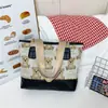 Bolso de Lona Estampado de Oso para Mujer 2025 Nueva Moda Bolso de Hombro Gran Capacidad Lindo Bolso de Lona Venta Caliente Portátil