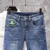 Jeans Cropped Grosso Masculino Outono e Inverno Espessado com Forro de Lã Stretch Slim Fit Skinny Estilo Tendência Marca Versátil Vintage Lavado Calça