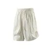 2026 Novo Tecido de Mistura de Linho Lyocell de Verão Shorts Grandes Simples Cor Sólida Calças Casuais Masculinas Cinco Pontos