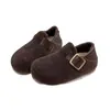Zapatos Birkenstock para Mujer Grises Invierno Nuevo Estilo Lana Suela Gruesa Versátiles Bidireccionales Zapatos Peludos Calidez con Terciopelo Mocasines Zapatos de Algodón