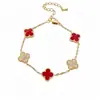 Pulsera de trébol flor de circonia chapada en oro real de 18k, pulsera de nicho de lujo ligero, accesorio de moda elegante y versátil