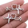 19x 34mm 1.8g acessórios de joias multicoloridos DIY feito à mão coração de amor coração eletrocardiograma conector de amor