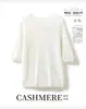 Mezcla de cachemira y seda de morera, estilo coreano, suave y cómoda, de manga corta, cuello redondo, corte holgado, suéter fino de capa base para mujer, adecuado para primavera y otoño