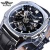 Winner 338# Reloj mecánico automático de movimiento mecánico hueco de ocio de moda para hombre de estilo europeo y americano
