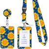 Cordón de poliéster estampado de girasol Parche epoxi ABS Hebilla de fácil extracción Hebilla para tarjeta de identificación/certificado de girasol de fácil extracción