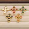 Estilo Lujo Ligero Colgante de Acero Inoxidable en Forma de Corazón y Cruz con Diseño Único y Esmalte, Collar y Pendientes DIY Versátiles y Elegantes