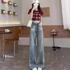 Jeans feminino reto e solto, primavera, outono, inverno 2026 novo modelo, cintura alta, modelador, para baixinhas, perna larga, calça comprida