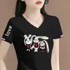 Camiseta básica de cuello en V para mujer de talla grande, camiseta de manga corta, top de manga corta para mujer, excedente de comercio exterior transfronterizo, marca