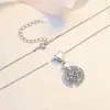 Collar Transfronterizo Europeo y Americano de Moissanita para Mujer, Colgante Redondo en Forma de Corazón, Cadena para Clavícula Versátil de Moda de Alta Gama en Plata de Ley S925