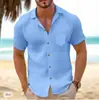2025 Novo Amazon Transfronteiriço Amazon Wish Camisa Henley de Linho Retrô Masculina Camisa Casual Solta