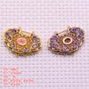 L60671 Joyería de Estilo Antiguo DIY Cobre Hecho a Mano Bicolor Azul Color Punto Esmeralda Horquilla Corona para el Cabello Material Accesorios 33*45mm