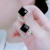 Pendientes de plata S925 con doble diamante y cristal, nuevos y modernos pendientes de perlas a juego con celebridades de Internet, pendientes de lujo ligeros y avanzados.
