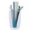 Suministro Directo del Fabricante Pajitas de Vidrio de Borosilicato Transparente Resistente al Calor de Colores Set de Pajitas Curvas para Jugo Leche Mujeres Embarazadas