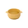 Tazón de alimentación para bebé de silicona de grado alimenticio con doble asa, diseño antiquemaduras y ventosa integrada para la autoalimentación infantil.