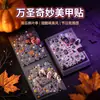 Nuevas pegatinas de Halloween para uñas con cabeza de calabaza, fantasmitas y arañas, estilo europeo y americano, pegatinas planas, pegatinas impermeables para teléfono DIY