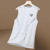 Verano para Hombre Seda de Hielo Espalda Transpirable Corazón Deportes Fitness Camiseta Base Hombro Ancho Entrenamiento Camiseta sin Mangas Hombro Secado Rápido