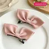 Horquilla de lazo de estilo coreano para niña, tela tridimensional plisada, linda princesa pequeña roja, accesorios para el cabello con clip lateral