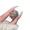 Anillo de Flor de Jade de Espuma de Agua al por Mayor del Fabricante, Incrustado de Plata S925, Nuevo Estilo Chino, Anillo de Flor de Jade de Espuma de Agua de Moda Estilo Old Money para Mujer