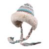 Nueva gorra de bola de felpa gruesa y cálida para otoño e invierno para mujer, gorra de punto de color coreano a la moda con protección para las orejas, gorra Lei Feng