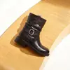 Botines Retro Plisados Apilados para Mujer 2026 Otoño/Invierno Nuevos Hebilla de Cinturón Tacón Grueso Botas Vaqueras Botines de Media Caña Pulidos Desgastados