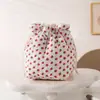 Bolsa de Almacenamiento Ligera Nueva Estampada con Cordón Transfronteriza, Bolsa de Maquillaje Acolchada Estilo Coreano Floral con Cordón de Gran Capacidad