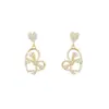 Pendientes de Corazón con Lazo de Plata de Ley 925 con Pasador Pendientes de Lujo Ligero Sentido de Alta Gama Frescos de Verano Elegantes Pendientes de Circonita