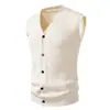 Transfronterizo 2025 Nuevo Chaleco de Punto para Hombre Multicolor Trenzado Cuello en V Sin Mangas Cárdigan Chaleco Suéter de Negocios para Hombre