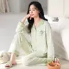 Pijamas de Venta Caliente para Mujer 2026 Nuevo Otoño Primavera Algodón Puro Casual Manga Larga Talla Grande Estampado Ropa de Casa Se Puede Usar al Aire Libre