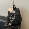 Mochila Pequena Atmosférica com Bolinhas e Cordão de Laço, Estilo Simples, Adequada para Estudantes Universitárias, Deslocamento e Viagem
